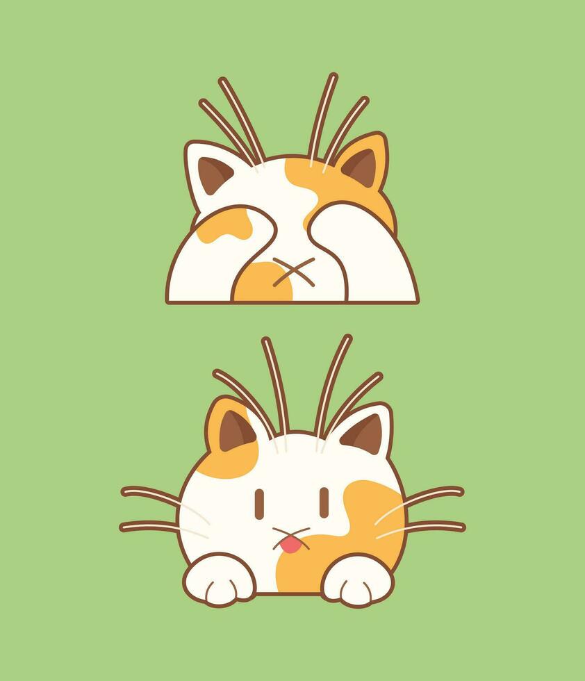 Cute cat vector icon art. simple cartoon doodle cat icon arts