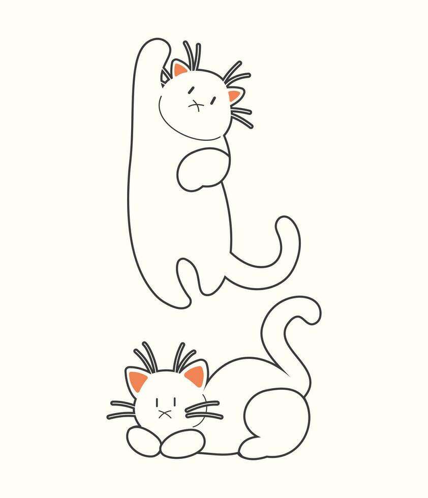 Cute cat vector icon art. simple cartoon doodle cat icon arts