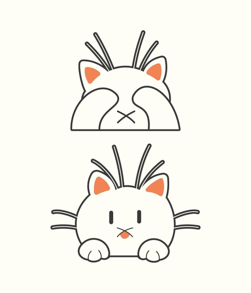 Cute cat vector icon art. simple cartoon doodle cat icon arts