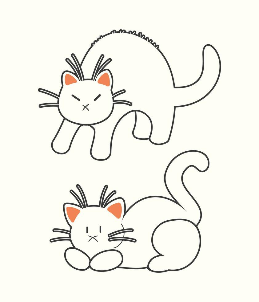 Cute cat vector icon art. simple cartoon doodle cat icon arts