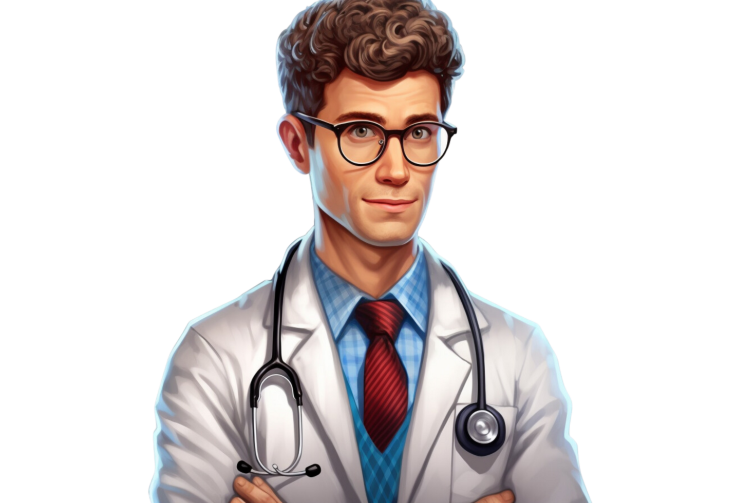 AI generated Senior doctor man arms crossed with smile, pride on transparent background. png