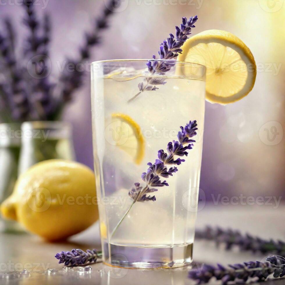 AI generated A fragrant and elegant lemonade with lavender-infused vodka, honey syrup, and a splash of sparkling water. ai generative photo