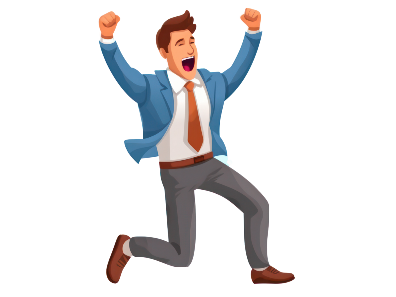AI generated Happy busineesman excited winning solated on transparent background. png