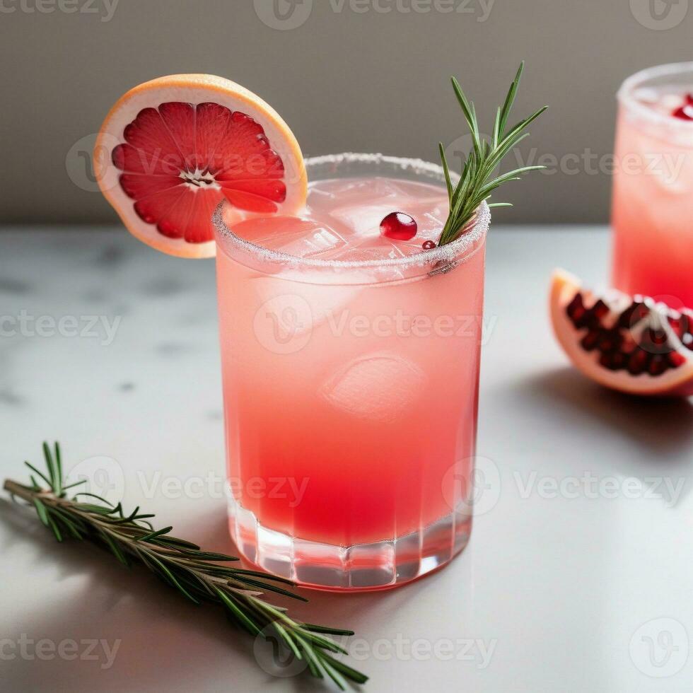 AI generated A vibrant paloma variation with pomegranate juice, tequila, and grapefruit soda. ai generative photo