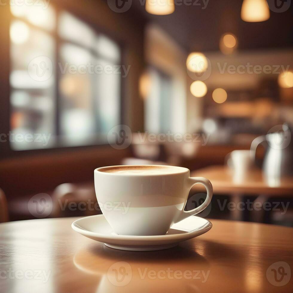 AI generated Coffee cup on the table in a coffee shop. ai generative photo