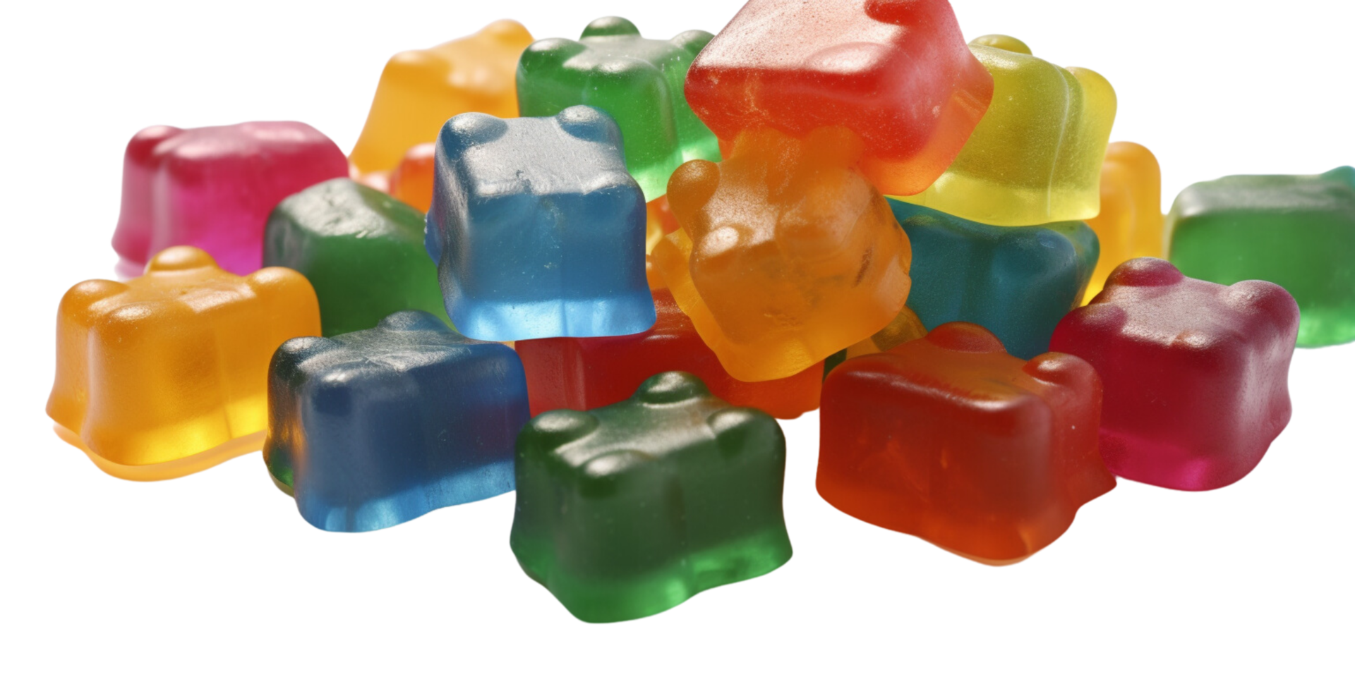 AI generated Medical cannabis rainbow gummy candy edibles on transparent background. png