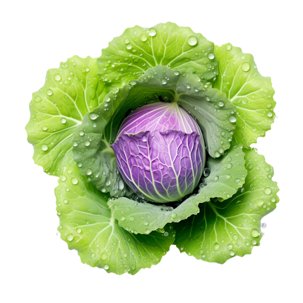 AI generated Cabbage with waterdrops,transparent background. png