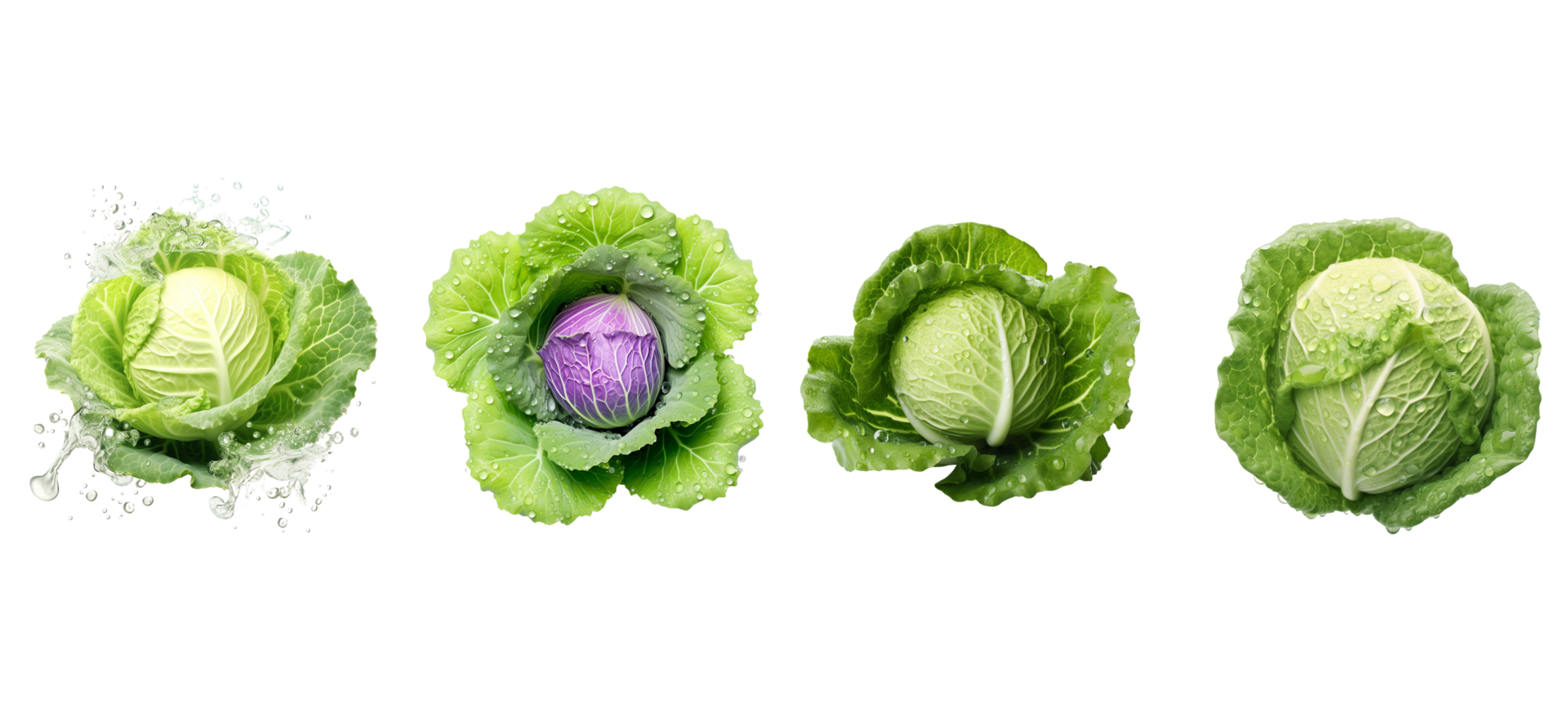 AI generated Set of Cabbage with transparent background. png