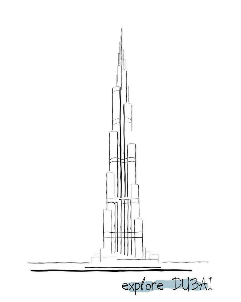 line art of Burj Khalifa. vector