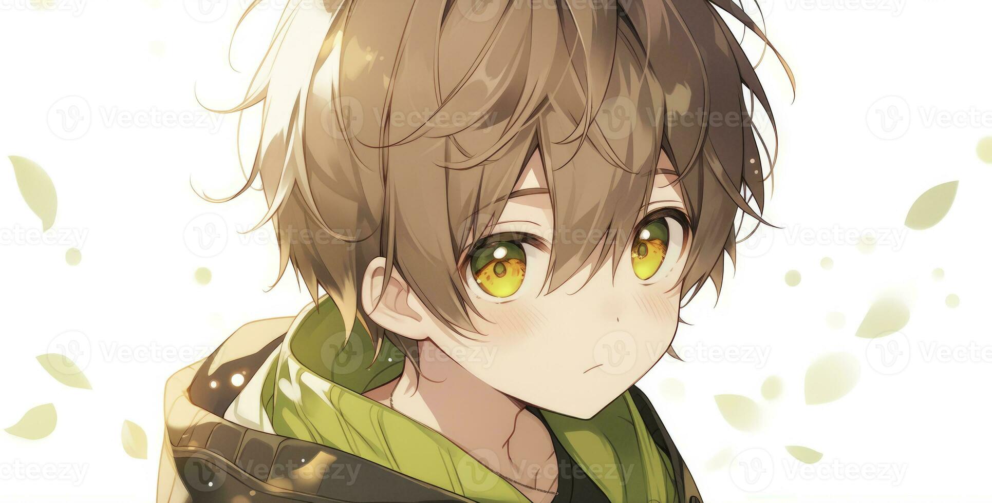 AI generated A anime style boy with brown hair photo