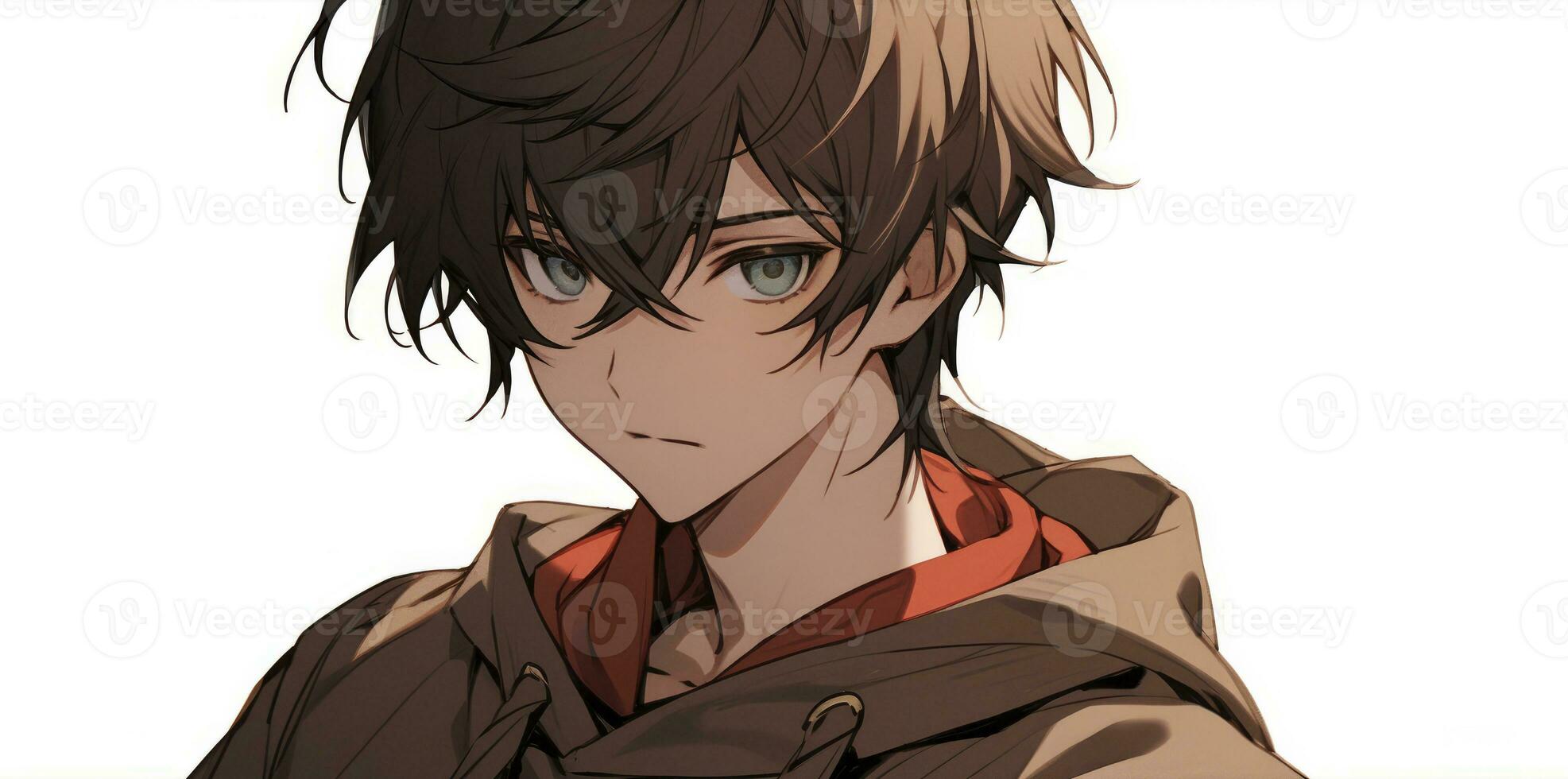 AI generated A anime style boy with brown hair photo