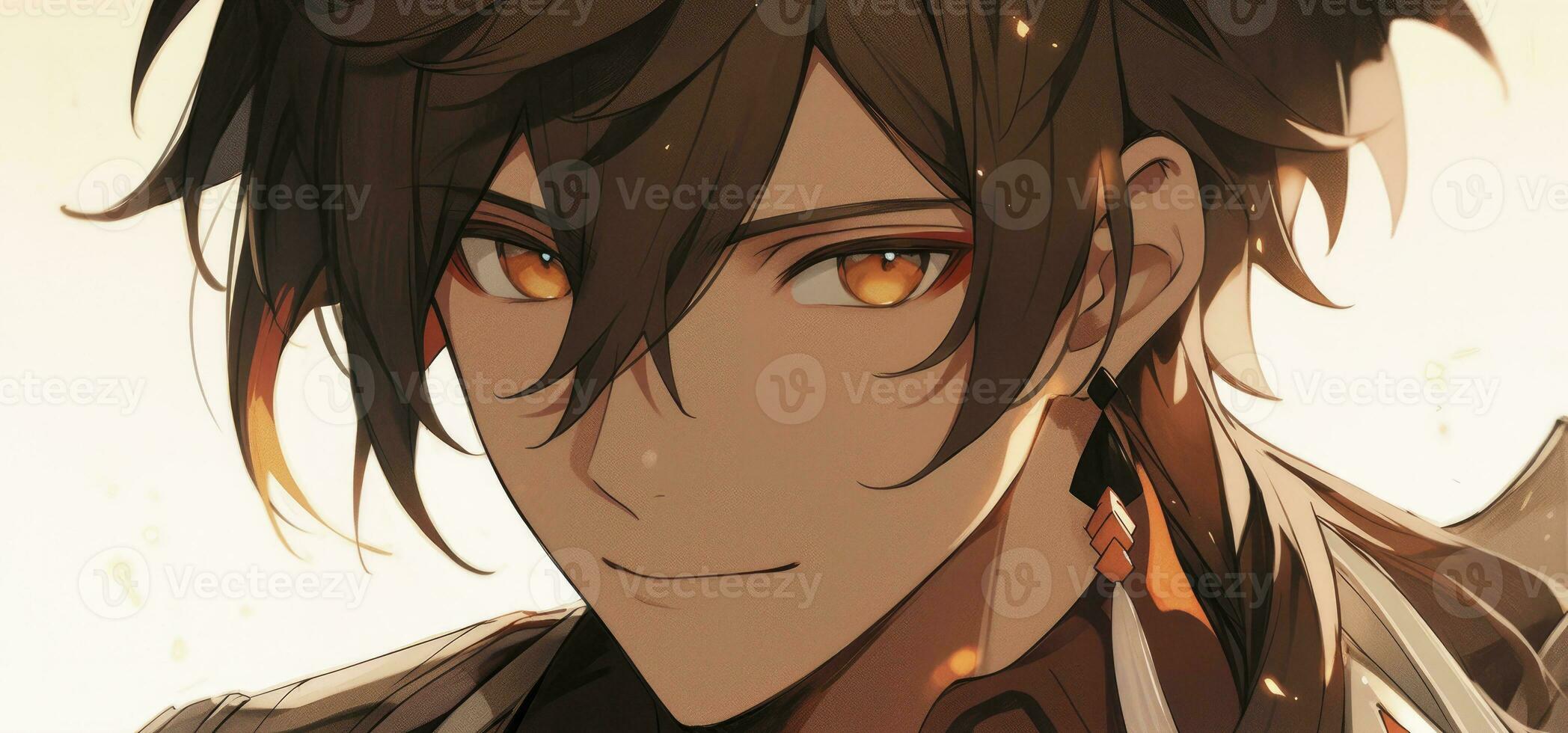 AI generated A anime style boy with brown hair photo