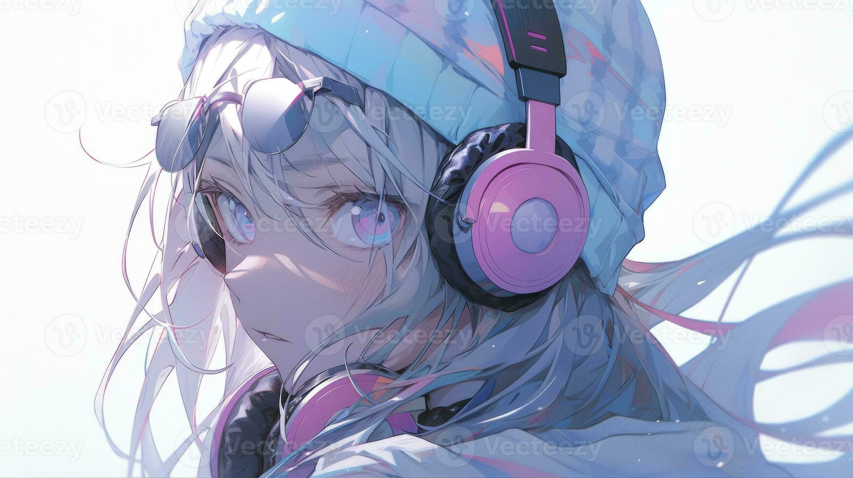 AI generated Girl with headset photo