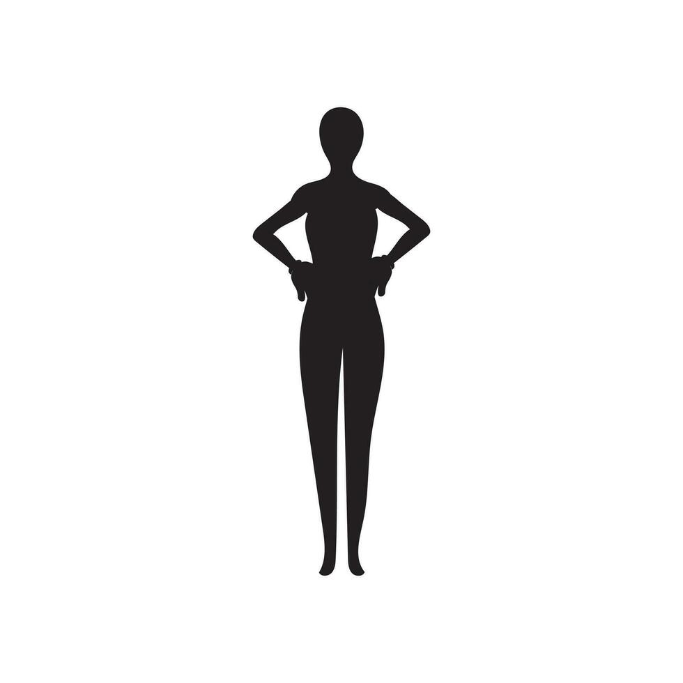 Human full body icon illustrations . Black silhouettes of men and women on a white background. Male and female gender. Figure of human body. vector