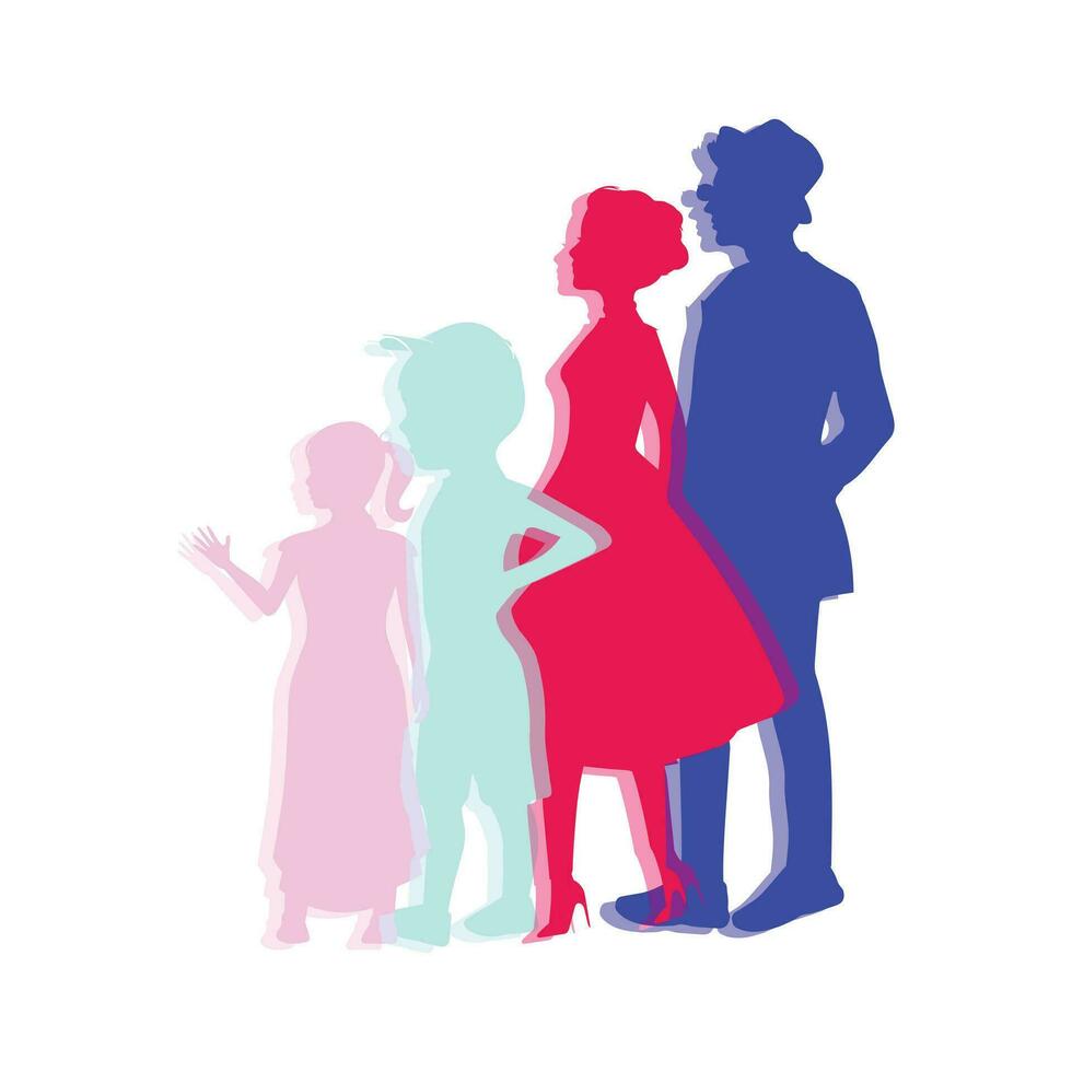 Colorful diverse people crowd. Diverse people group. Flat design vector illustration. A colorful illustration of diverse silhouetted people in profile