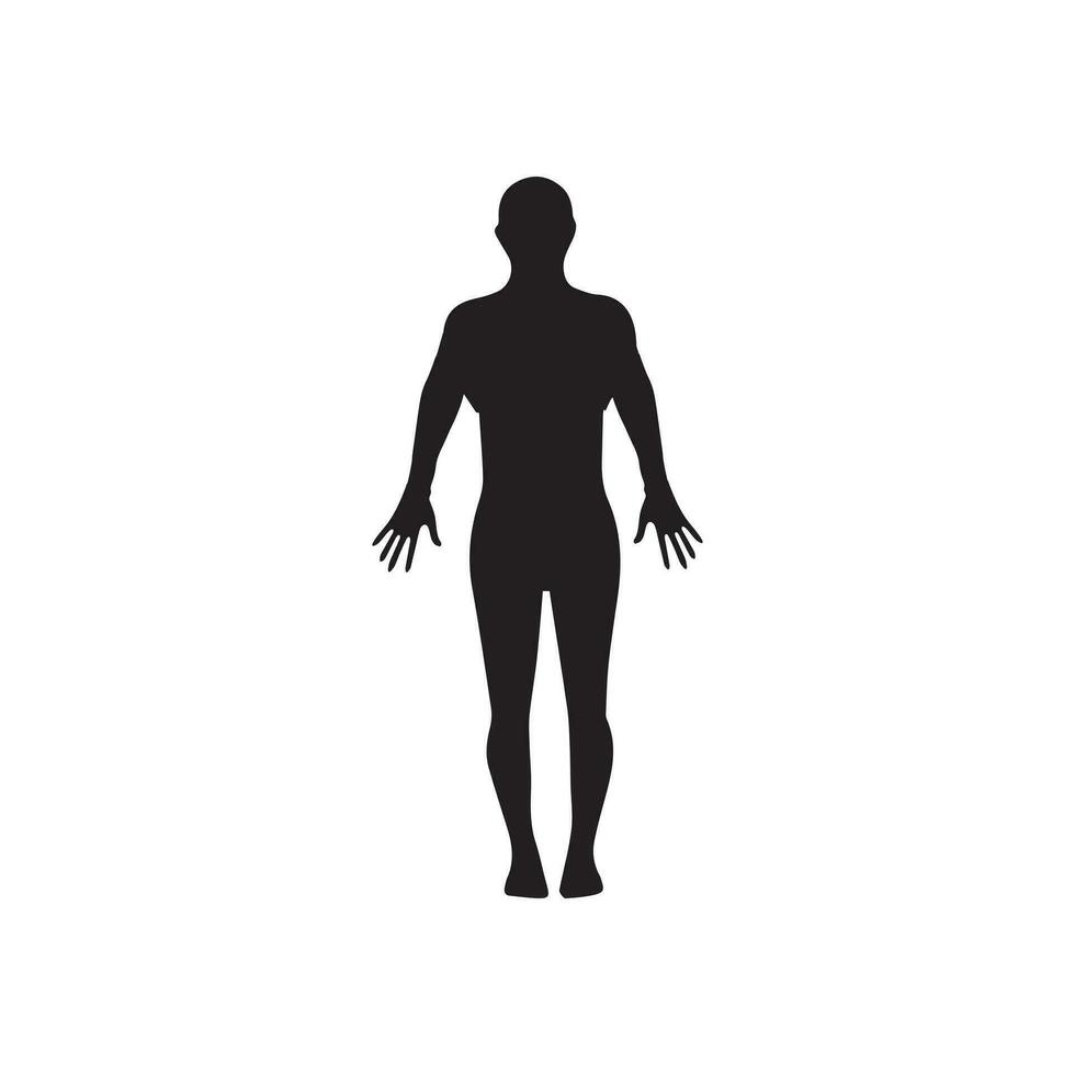 humano lleno cuerpo icono ilustraciones . negro siluetas de hombres y mujer en un blanco antecedentes. masculino y hembra género. figura de humano cuerpo. vector