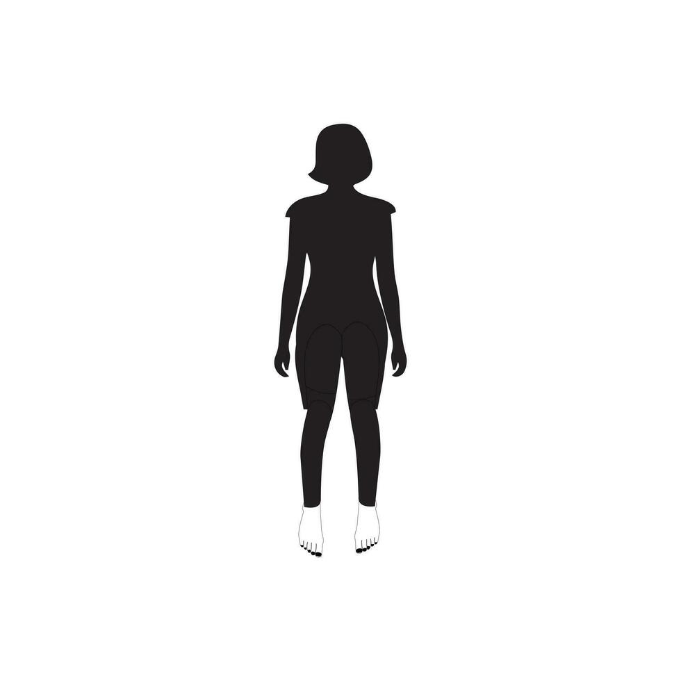 Human full body icon illustrations . Black silhouettes of men and women on a white background. Male and female gender. Figure of human body. vector