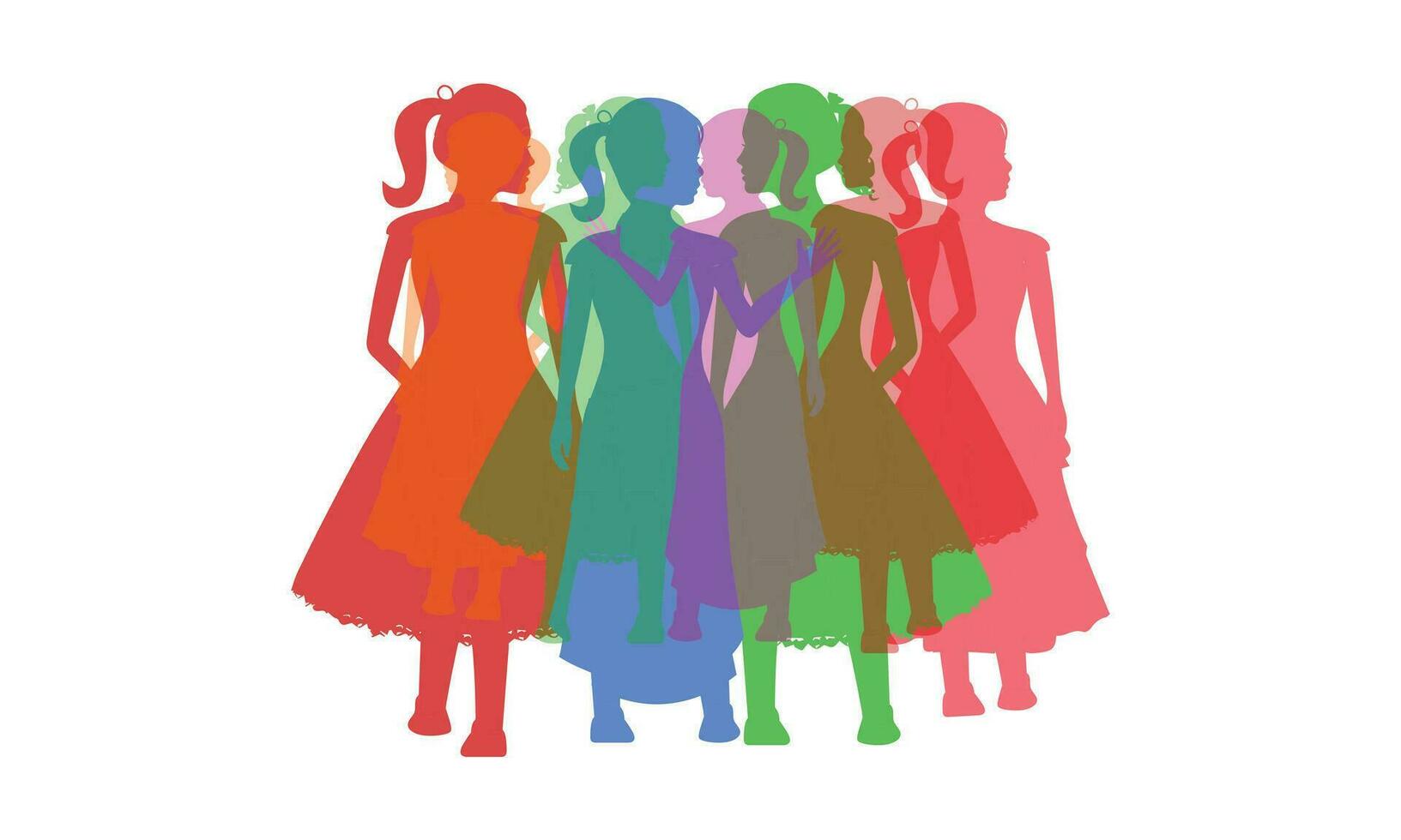 Colorful diverse people crowd. Diverse people group. Flat design vector illustration. A colorful illustration of diverse silhouetted people in profile