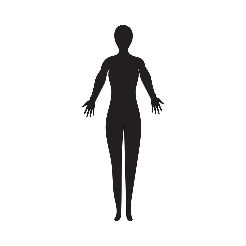 Human full body icon illustrations . Black silhouettes of men and women on a white background. Male and female gender. Figure of human body. vector