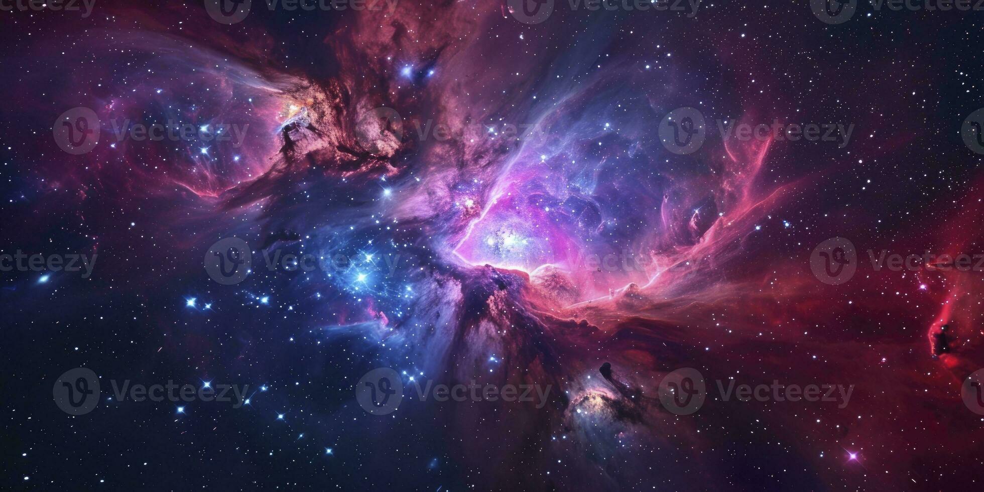 AI generated Nebula and galaxies in space. Abstract cosmos background. photo