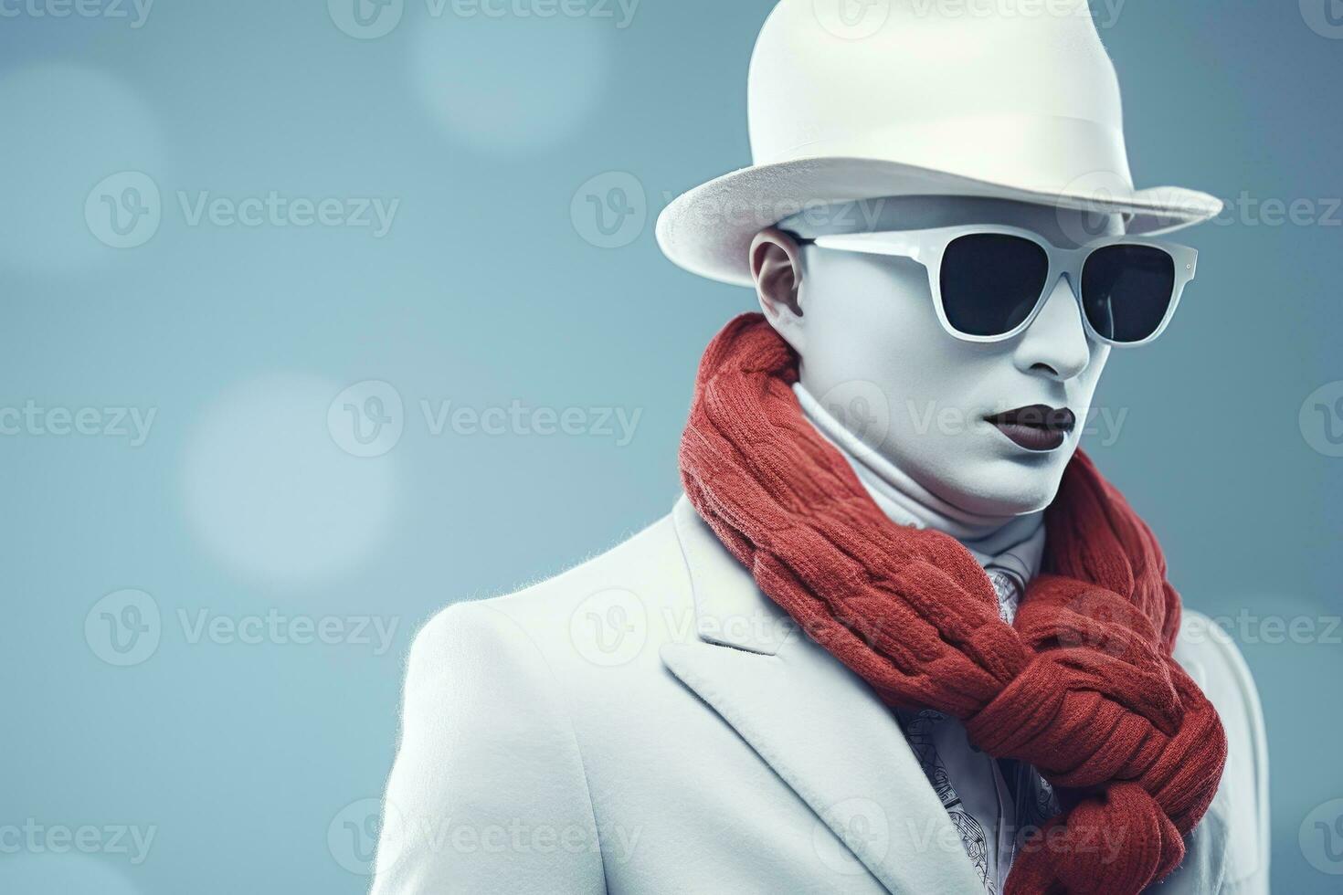 AI generated Portrait of snowman in the fashionable clothes in studio photo