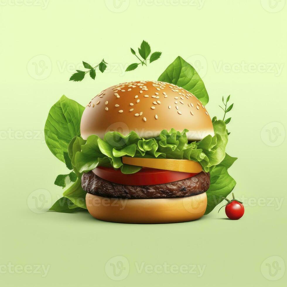 AI generated Fresh tasty burger isolated on white background photo