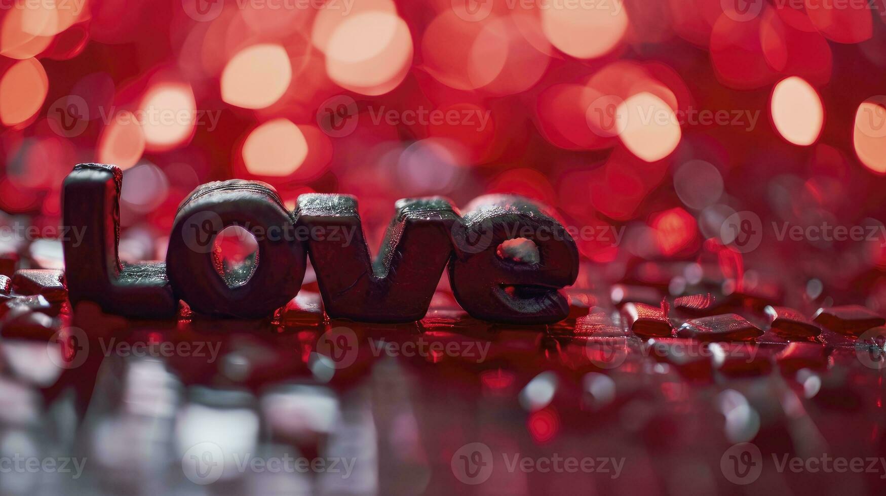 AI generated Love word write on red background photo