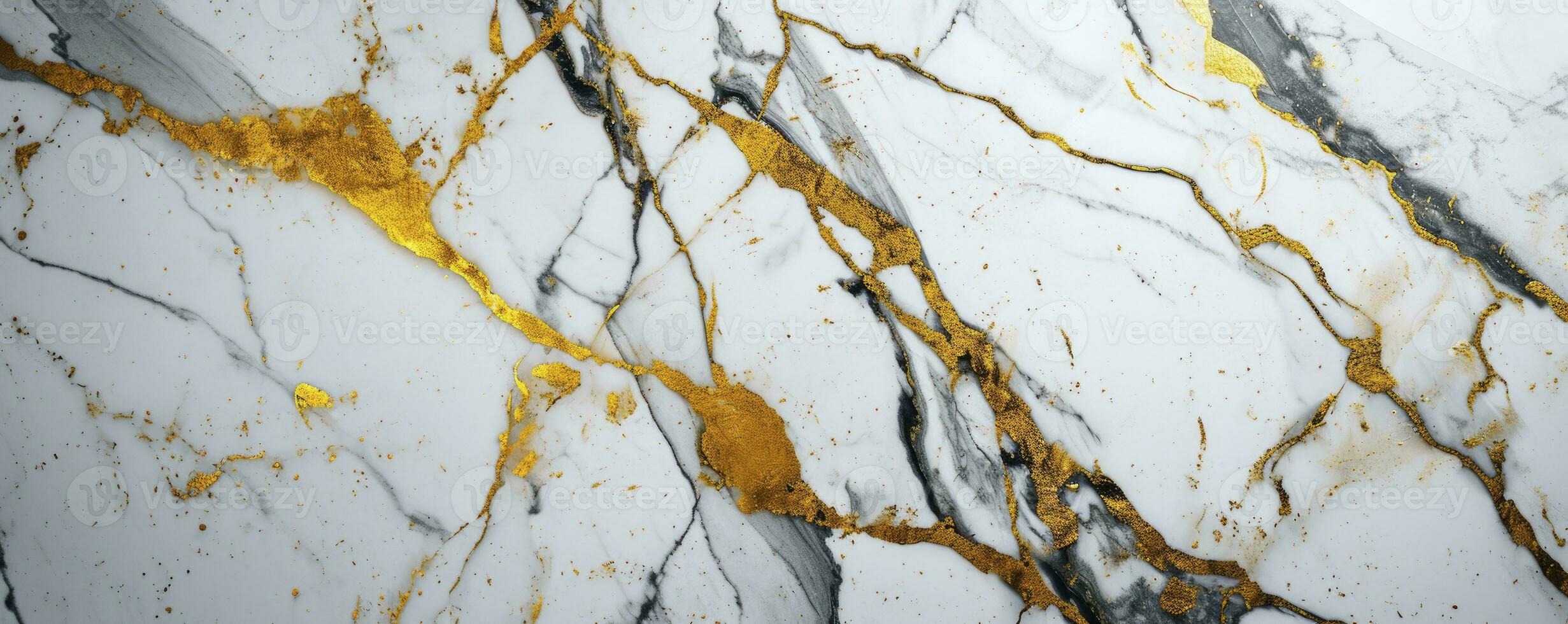 AI generated White and gold marble background photo