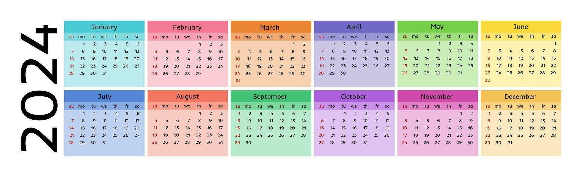 calendario para 2024 aislado en un blanco antecedentes vector