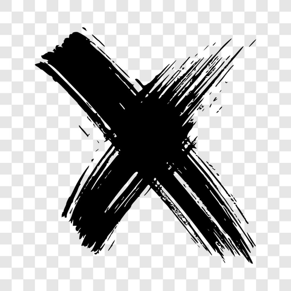 Black Hand drawn cross symbol vector
