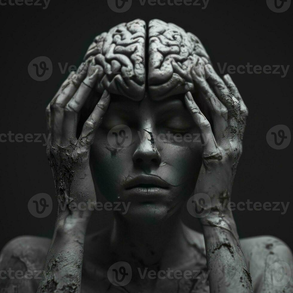 ai generado todas de humanos sufrimiento en un cerebro. Arte fotografía foto