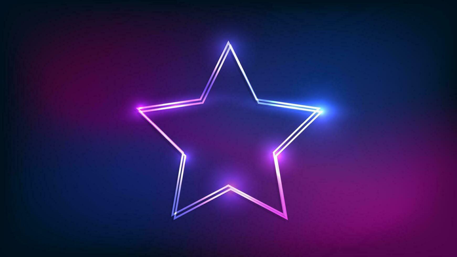 Neon double frame with shining effects vector