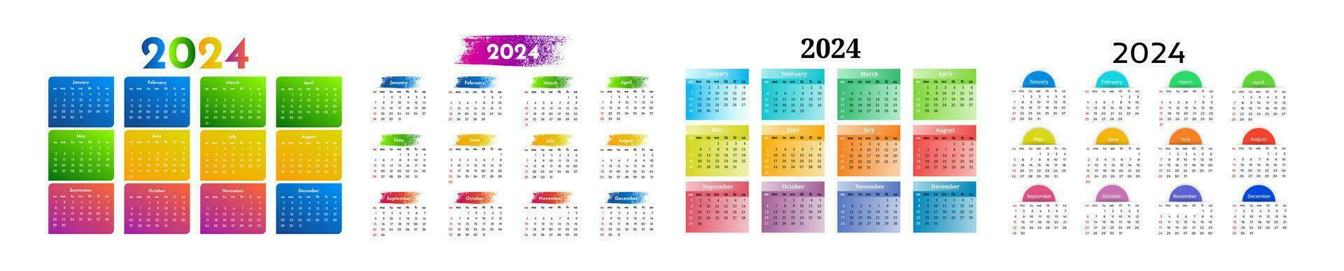 Calendar for 2024 isolated on a white background vector