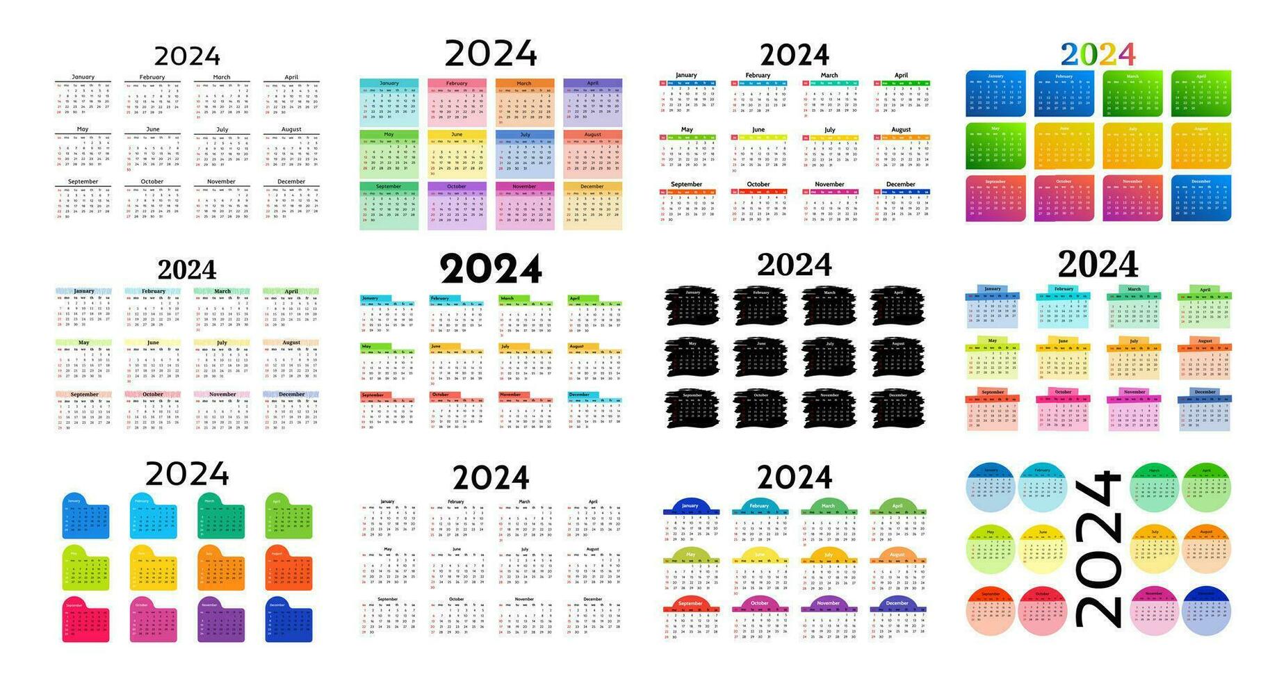 Calendar for 2024 isolated on a white background vector