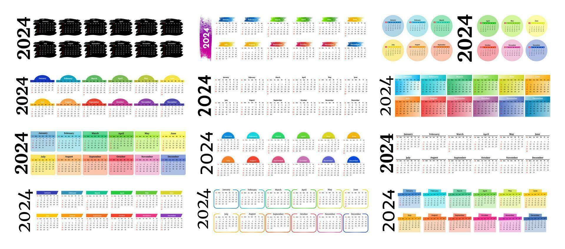 Calendar for 2024 isolated on a white background vector