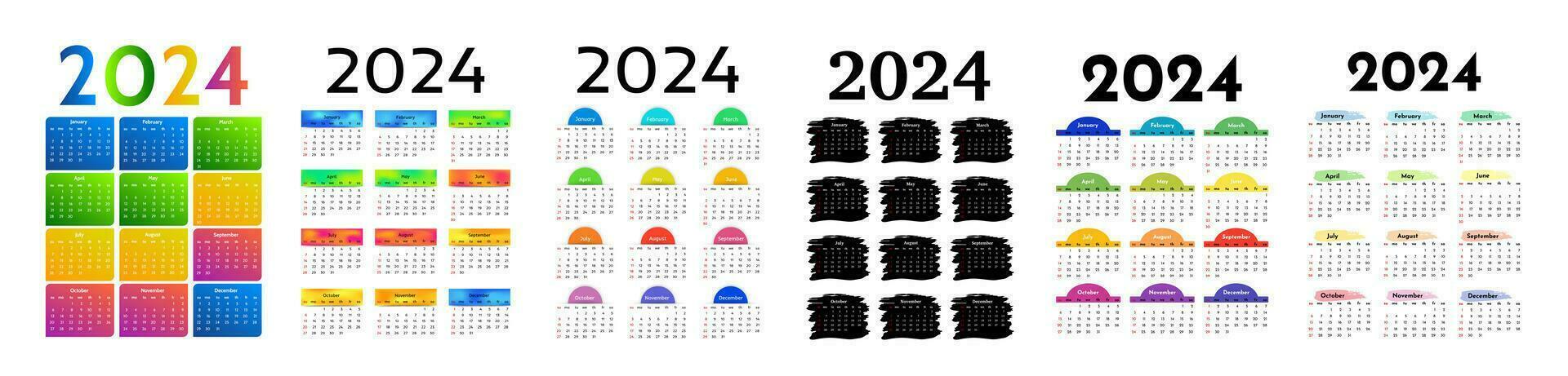 calendario para 2024 aislado en un blanco antecedentes vector