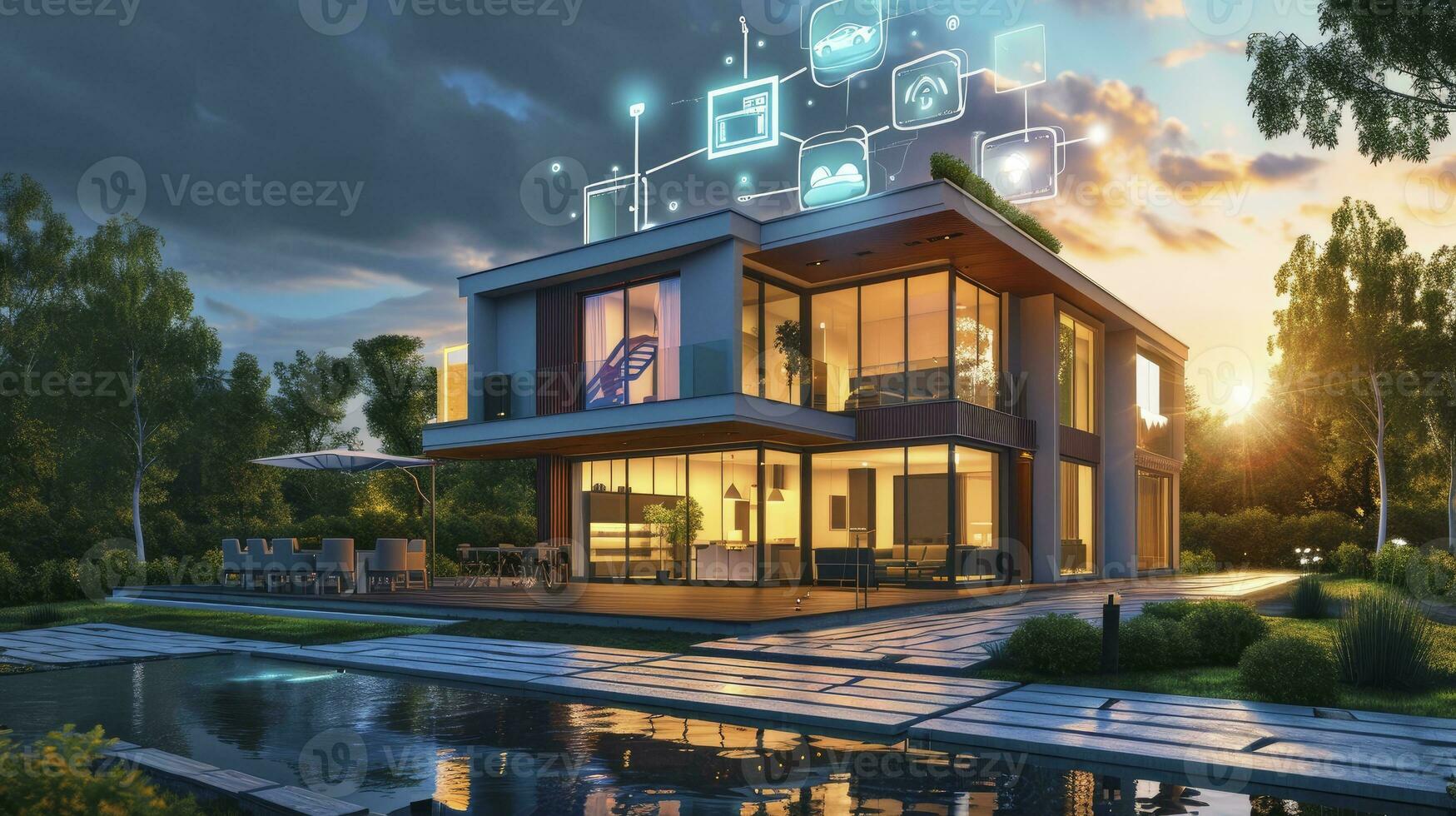 AI generated Modern smart home systems of smart building photo