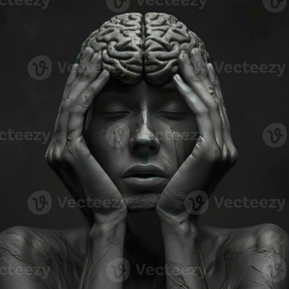 AI generated All of humans suffering in a brain. Art photography photo