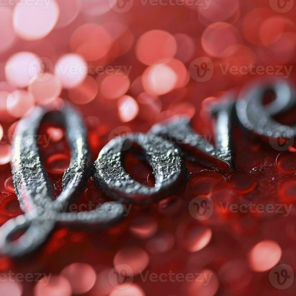 AI generated Love word write on red background photo