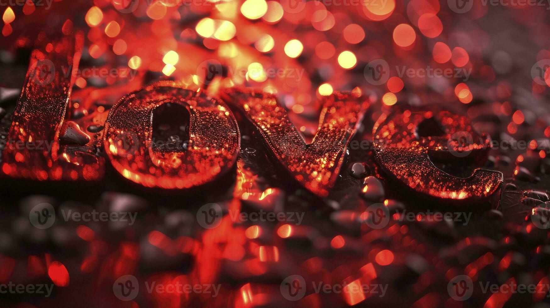 AI generated Love word write on red background photo