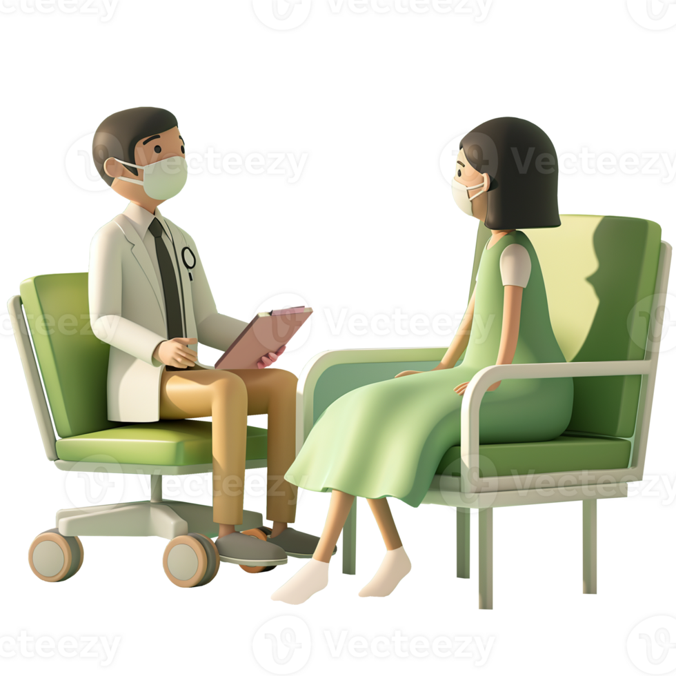 AI generated The patient consults a doctor. Suitable for health and Patient consulting with doctor, 3d design. Suitable for health and design elements png