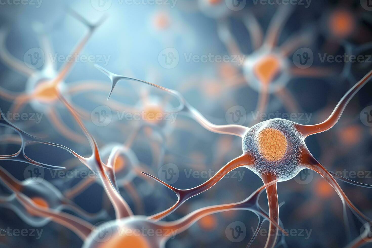 AI generated Neurons brain cell medical background Active nerve cell photo