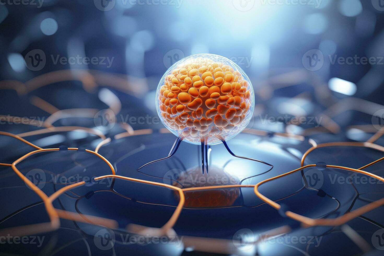 AI generated Neurons brain cell medical background Active nerve cell photo