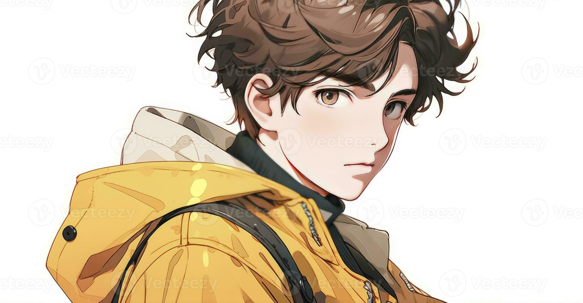 AI generated A anime style boy with brown hair photo