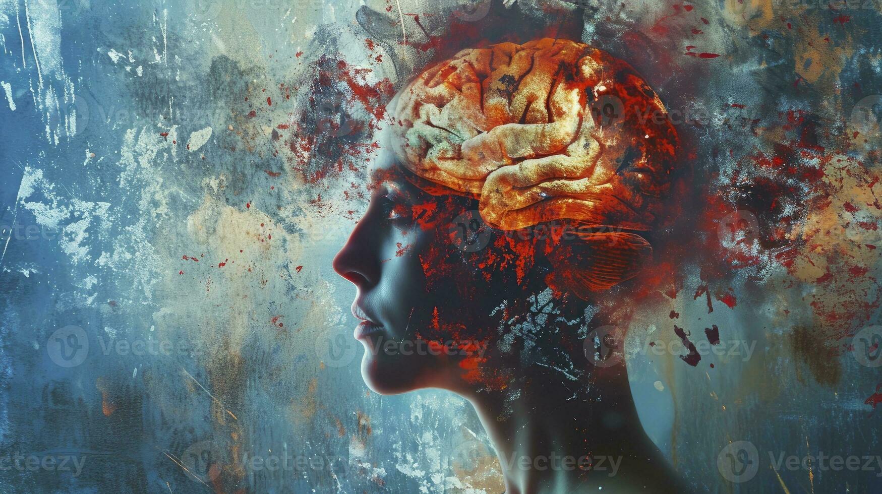 AI generated Abstract illustration concept of mental disorder photo