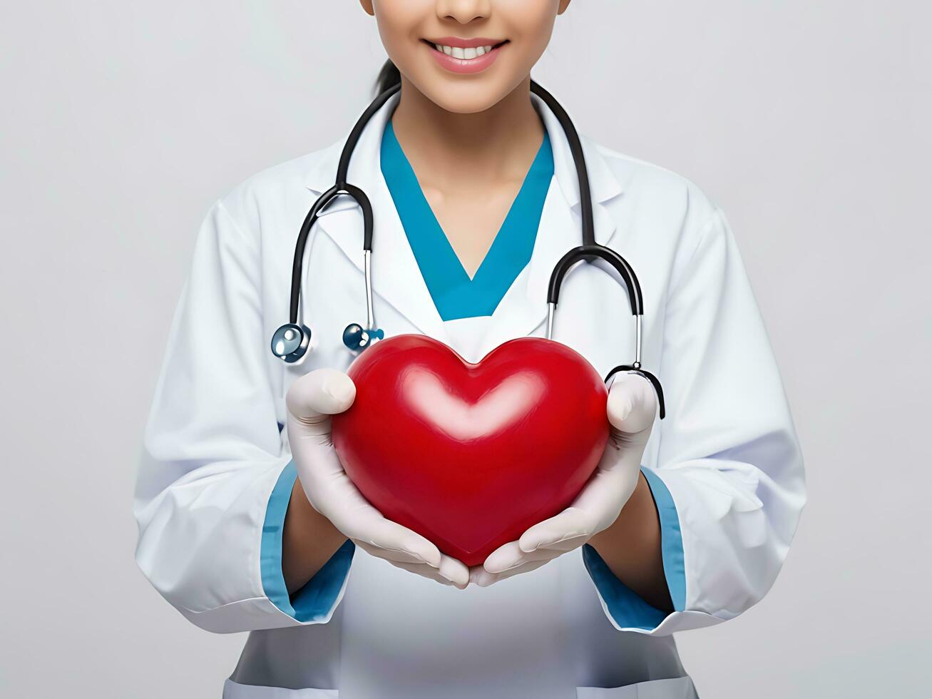 AI generated Valentine's Day Medical Concept Doctor with Heart 3D Render photo