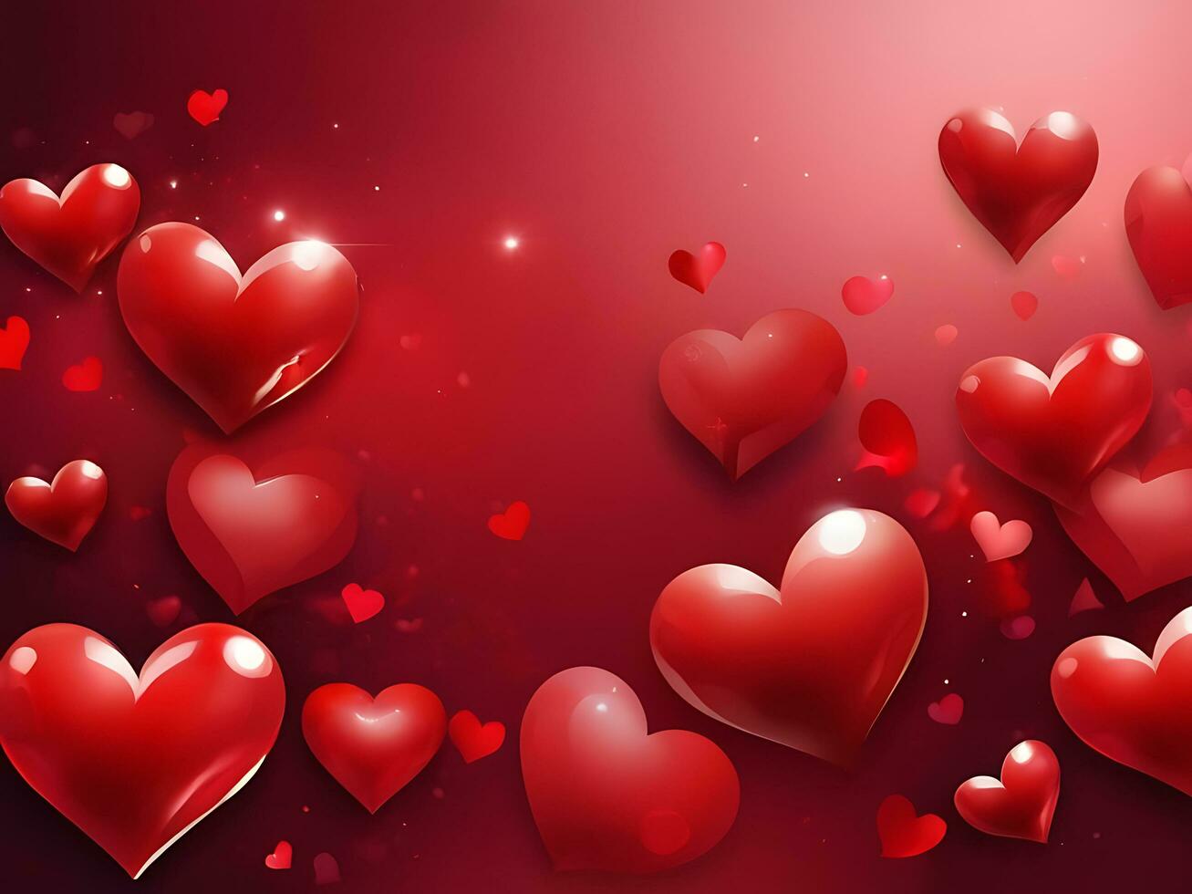 ai generado amor infusión resumen panorama con rojo corazones San Valentín día bandera foto