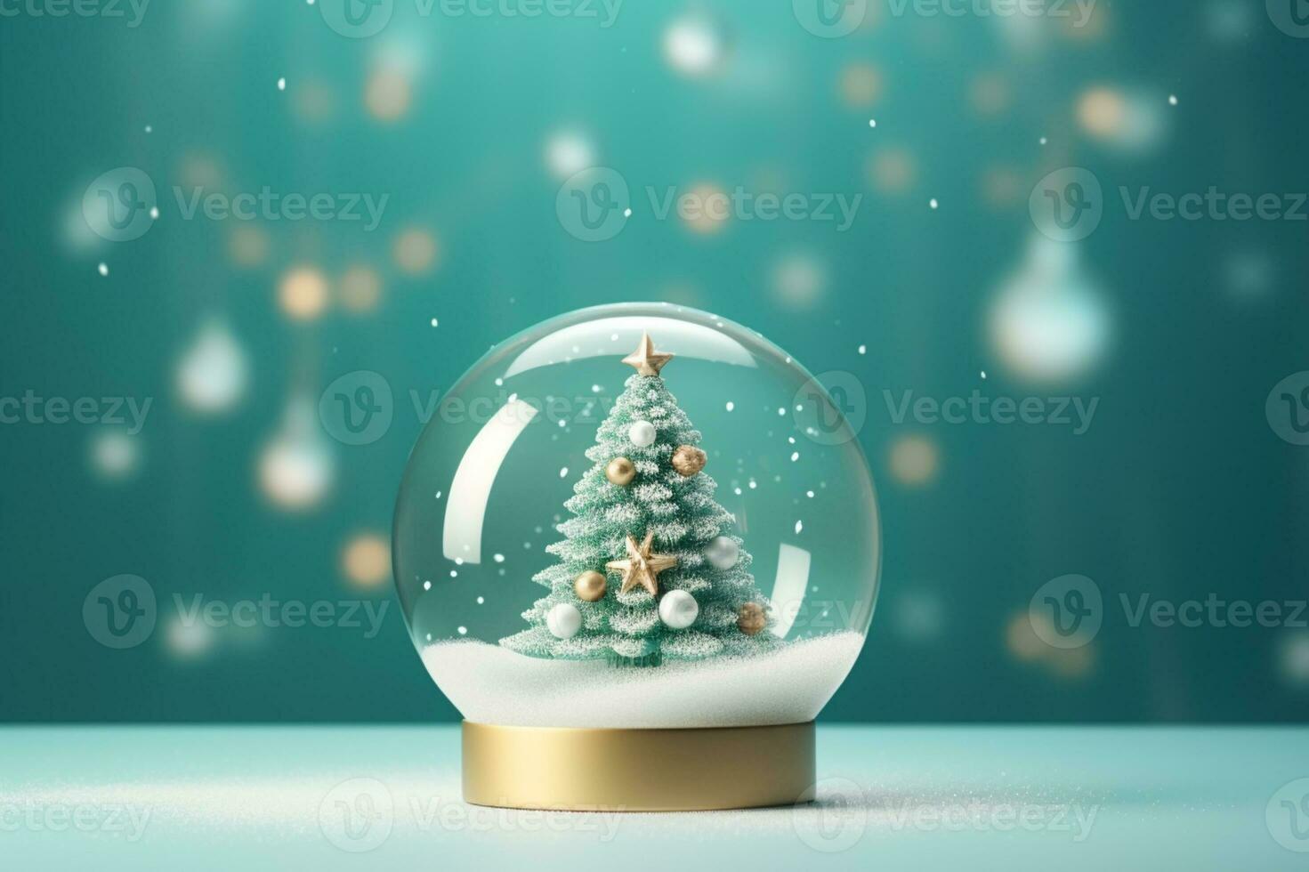 AI generated Christmas tree on glass globe ornament photo