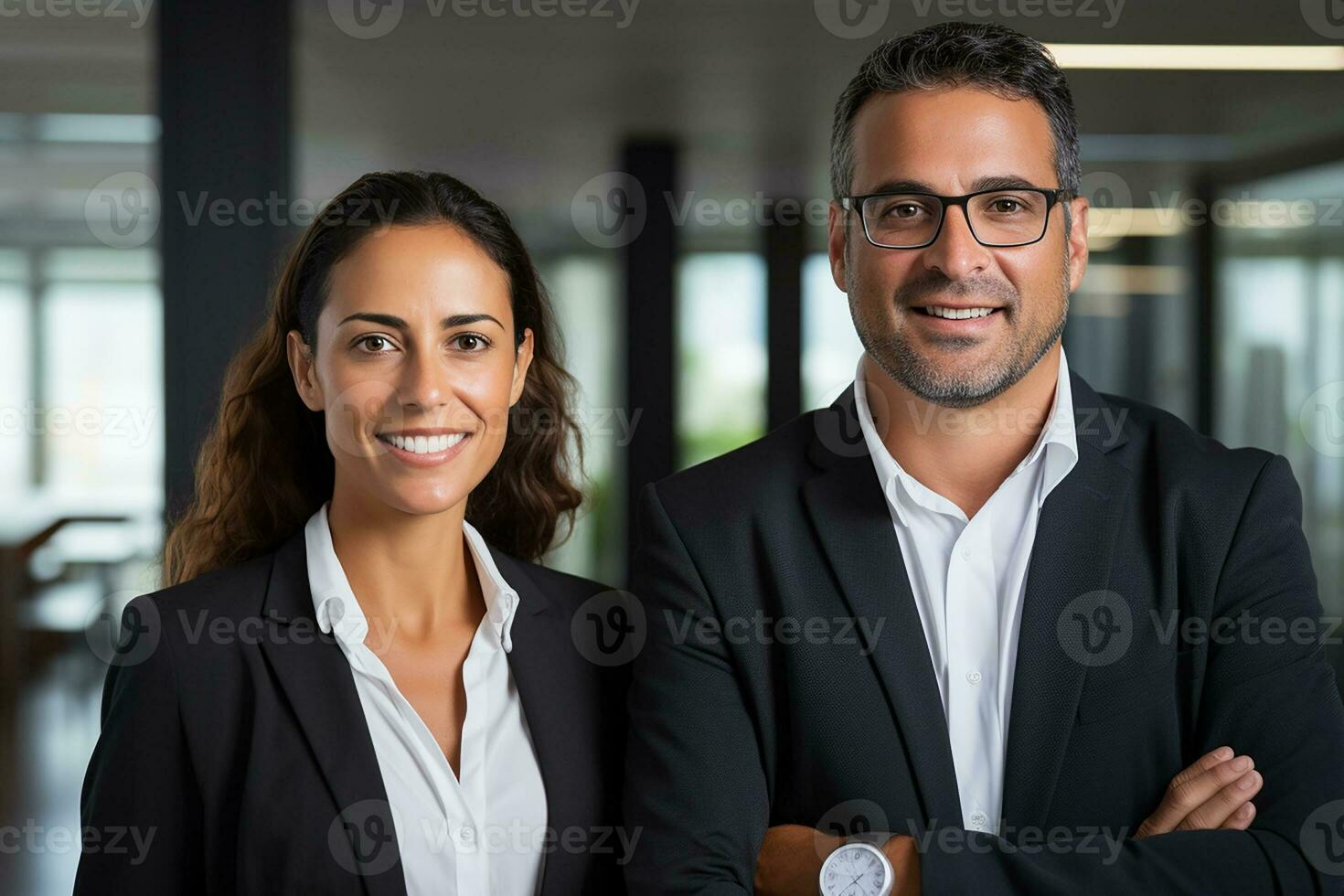 AI generated business partners together in office photo