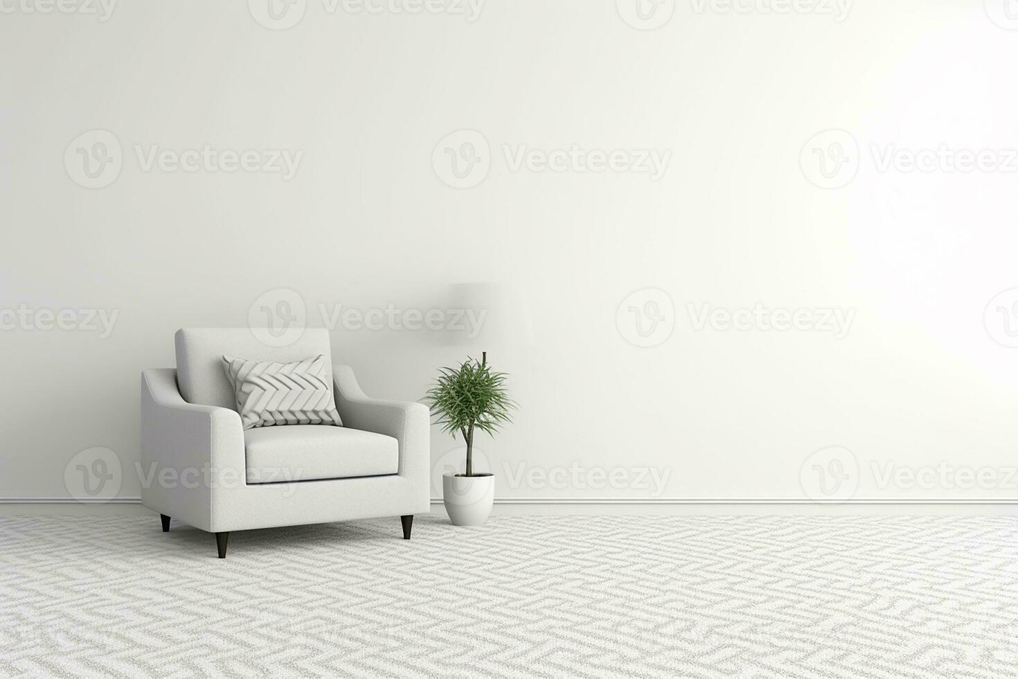 AI generated 3d rendered Minimal style Modern living room interior design with modern chair photo